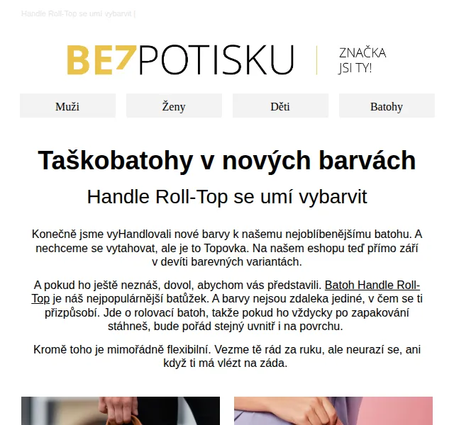 BezPotisku: Batoh Handle Roll-Top v 9 barvách – 5% sleva – červen 2026 | Nuslet.cz