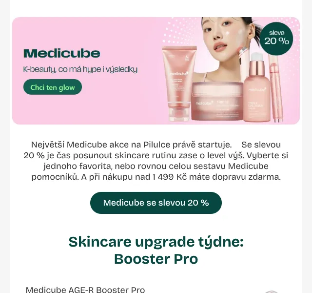 Pilulka.cz: Medicube sleva 20 % – srpen 2026