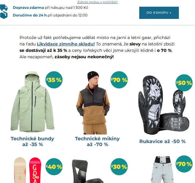 SNOWBOARD ZEZULA: Likvidace zimního skladu – až 70 % sleva – červen 2026 | Nuslet.cz