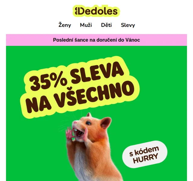Dedoles.cz: Vánoční sleva 35 % na vše – červenec 2026 | Nuslet.cz
