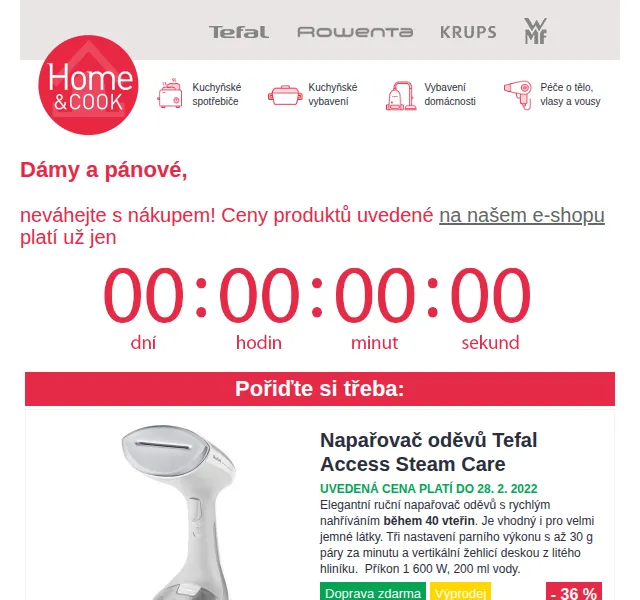 Home & Cook: Slevy až 43 % na Tefal a Rowenta – červenec 2026 | Nuslet.cz