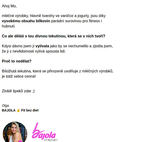 BAJOLA ✌ Fit bez diet: mléčné výrobky a tipy na zdravé hubnutí – červen 2026 | Nuslet.cz