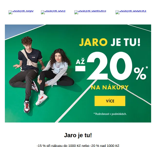 50style: Sleva až 20 % na značky Champion, Fila, Puma – červen 2026 | Nuslet.cz