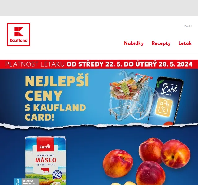 Kaufland: nektarinky 1 kg za 54,90 Kč s Kaufland Card – červenec 2026 | Nuslet.cz