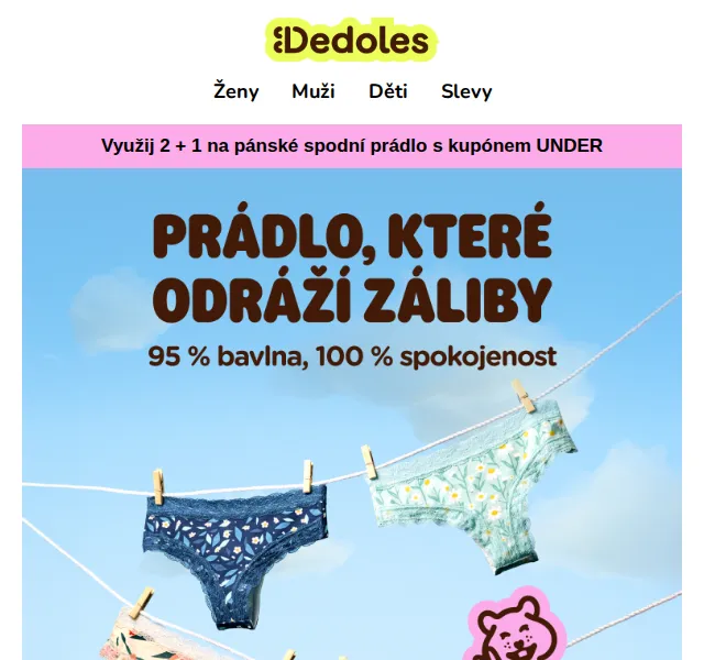 Dedoles: Spodní prádlo s akcí 2+1 zdarma – červenec 2026 | Nuslet.cz