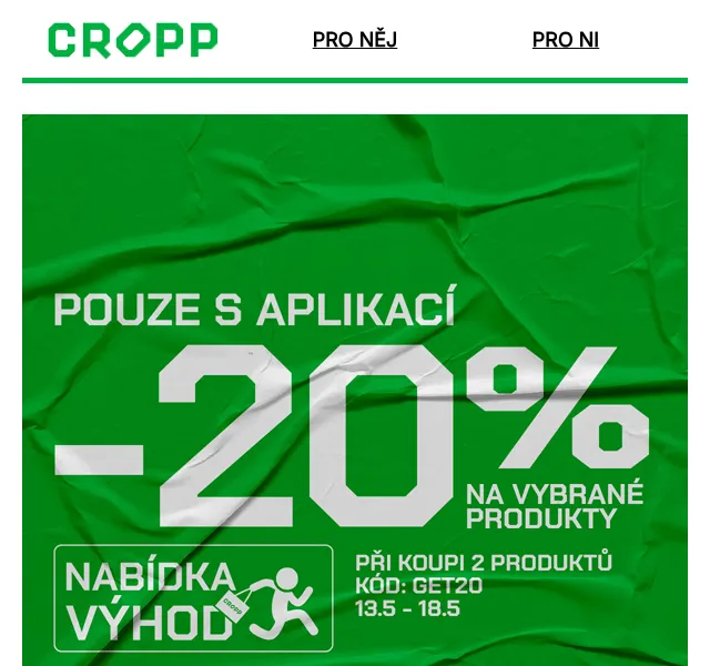Cropp: -20 % na vybrané produkty – květen 2026 | Nuslet.cz