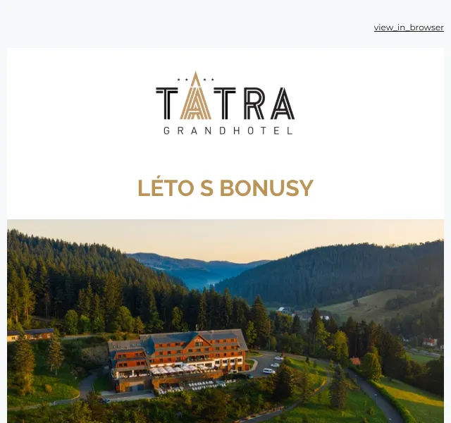 Grandhotel Tatra: letní pobyt se zdarma bonusy – květen 2026
