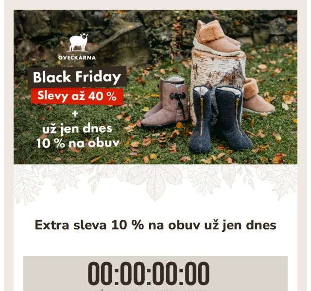 Ovečkárna: Black Friday až 40% a extra sleva 10% na obuv – červenec 2026 | Nuslet.cz