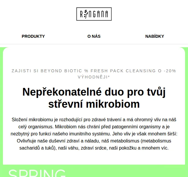 RINGANA: BEYOND biotic a FRESH pack s 20% slevou – červen 2026 | Nuslet.cz