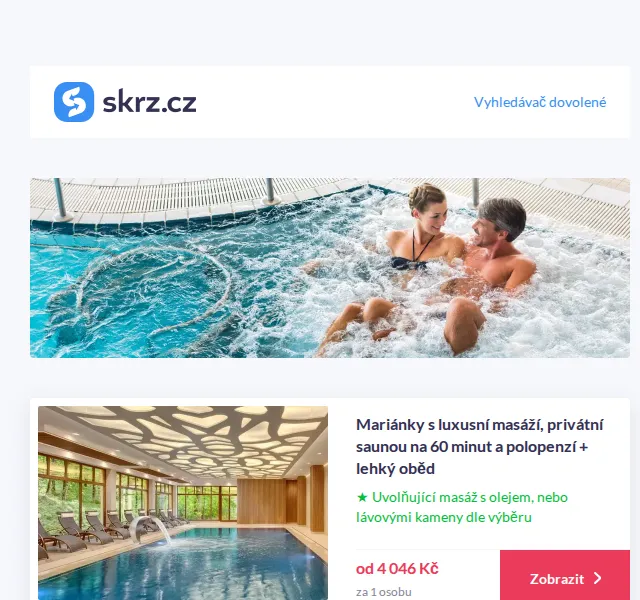Skrz.cz: Lázeňské pobyty v ČR od 2 590 Kč – červenec 2026 | Nuslet.cz