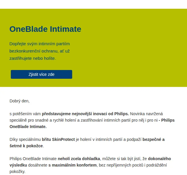 Philips OneBlade Intimate – červenec 2026 | Nuslet.cz