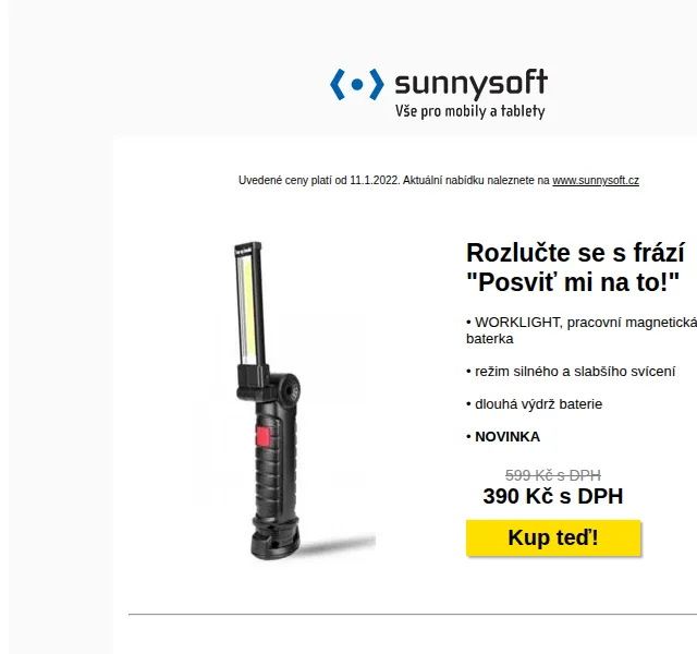 Sunnysoft: LED baterka, udící pistole a švihadlo v akci – červen 2026 | Nuslet.cz