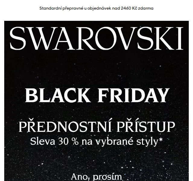 Swarovski: slevy 30 % na Black Friday – listopad 2025 | Nuslet.cz