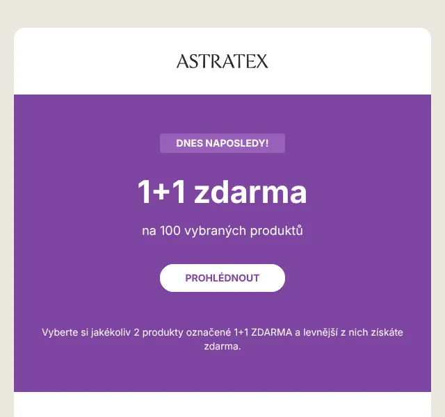 Astratex: 1+1 zdarma + sleva 20 % – červen 2026