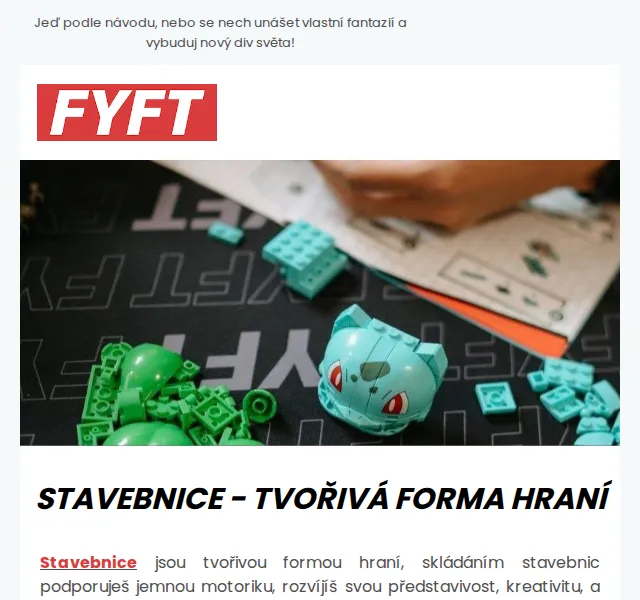 Zuzka | FYFT.cz: Stavebnice Pokémon Bulbasaur, Hrady z cihel – červenec 2026 | Nuslet.cz