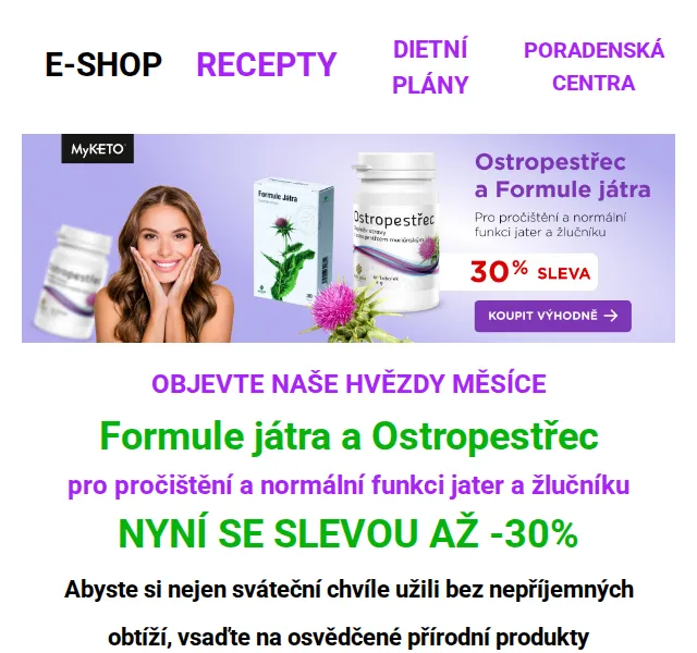 MyKETO: Ostropestřec a Formule játra se slevou až 30 % – červen 2026 | Nuslet.cz