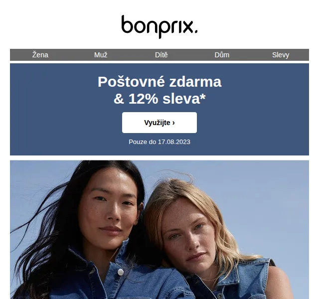 bonprix: Denim budoucnosti – 12% sleva + poštovné zdarma – červenec 2026 | Nuslet.cz