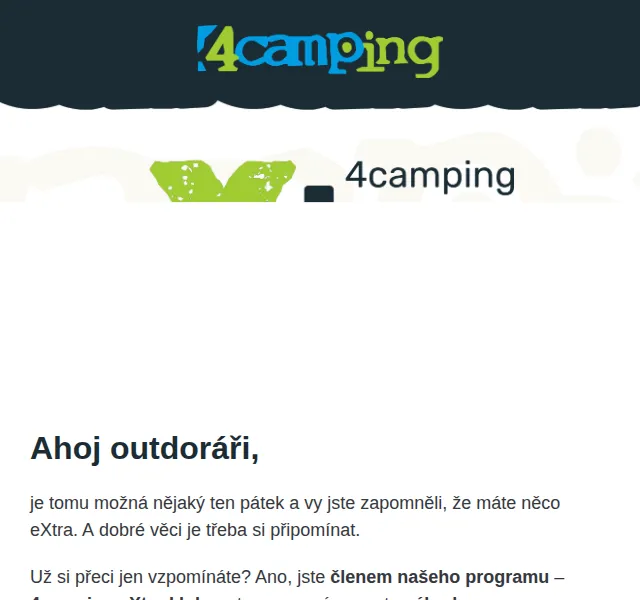 4camping.cz: eXtra slevy pro členy klubu – červenec 2026 | Nuslet.cz