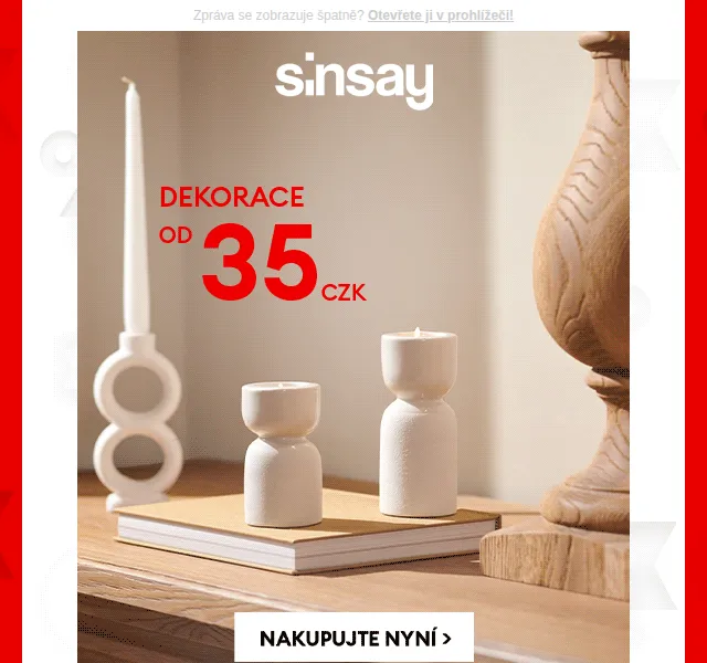 Sinsay: bytové dekorace od 35 Kč a výprodej až -50% – červenec 2026 | Nuslet.cz