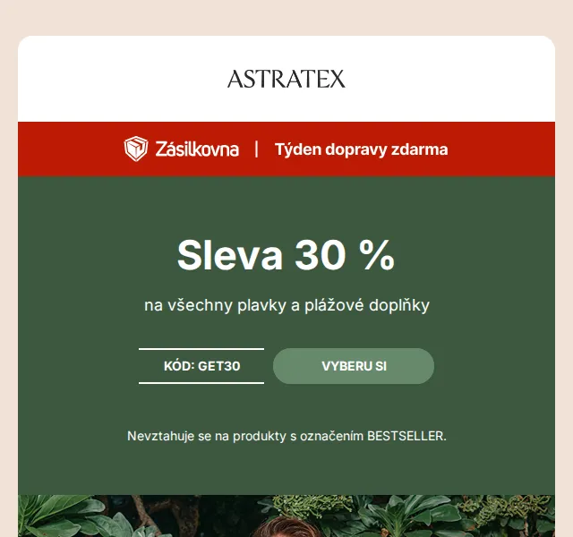 Astratex: Sleva 30 % na plavky a Rosme – červen 2026