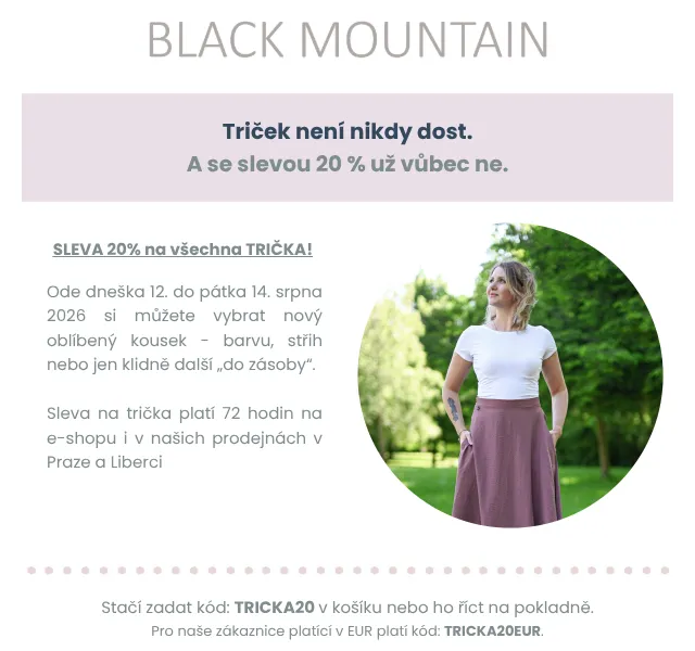 Black Mountain: Sleva 20 % na trička – srpen 2026 | Nuslet.cz