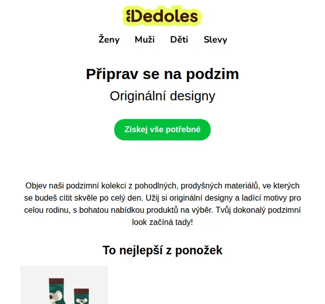 Dedoles.cz: Podzimní kolekce ponožek, pantoflí a pláštěnek – červenec 2026 | Nuslet.cz