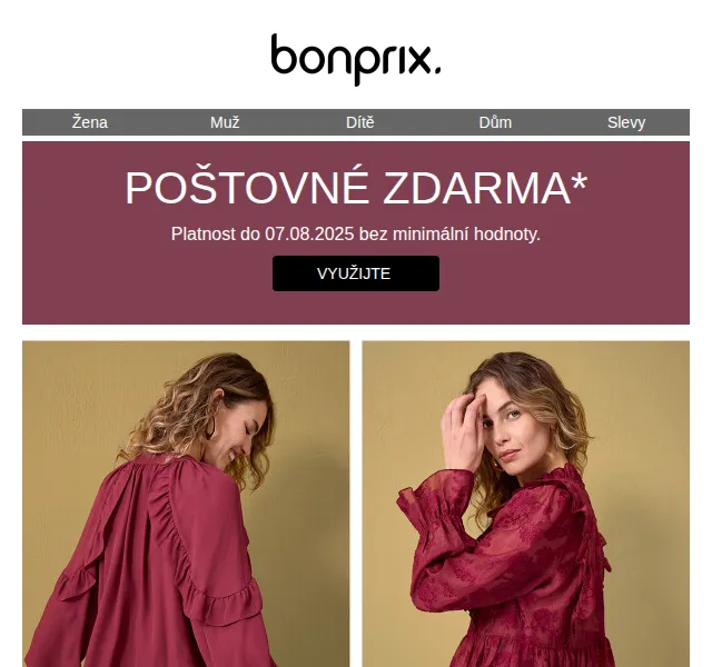 bonprix: poštovné zdarma – červenec 2025 | Nuslet.cz