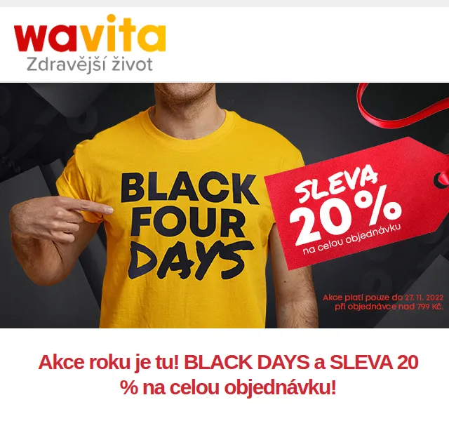Wavita: Black Days sleva 20 % na celý nákup – listopad 2022 | Nuslet.cz