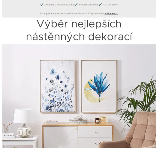 Beliani.cz: Slevy až 70 % na nástěnné dekorace – červen 2026 | Nuslet.cz