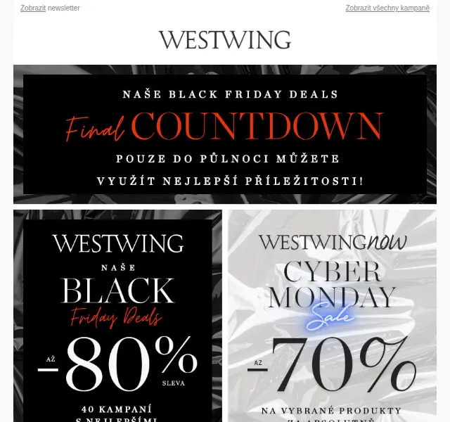 Westwing: Velké finále Black Weekend – červen 2026 | Nuslet.cz