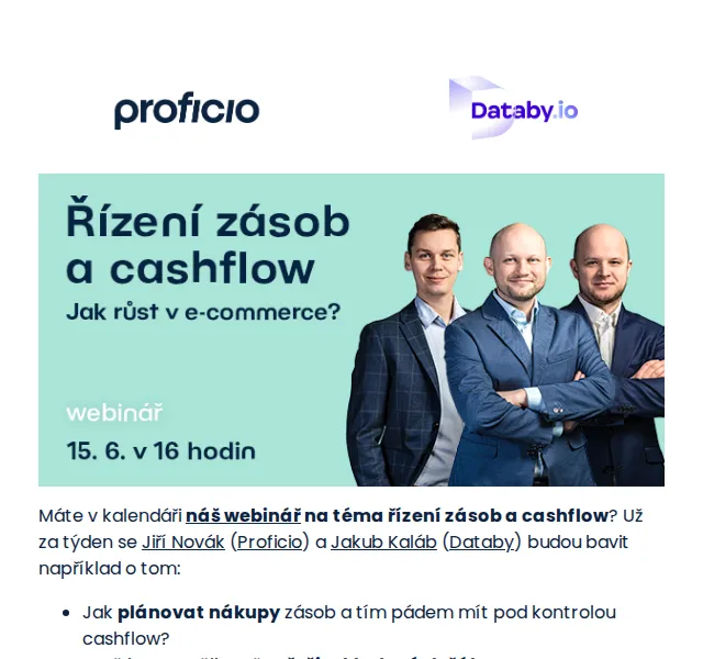 PROFICIO tým: Webinář o řízení zásob a cashflow – červenec 2026 | Nuslet.cz
