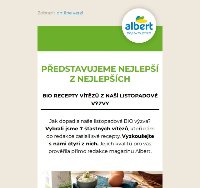 Albert: Vítězné BIO recepty – červen 2026 | Nuslet.cz