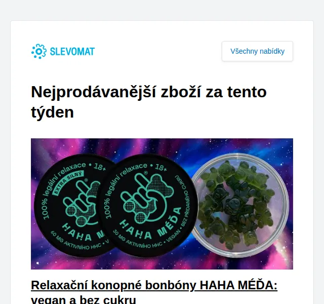 Slevomat: relaxační konopné bonbóny HAHA MÉĎA – červen 2026 | Nuslet.cz
