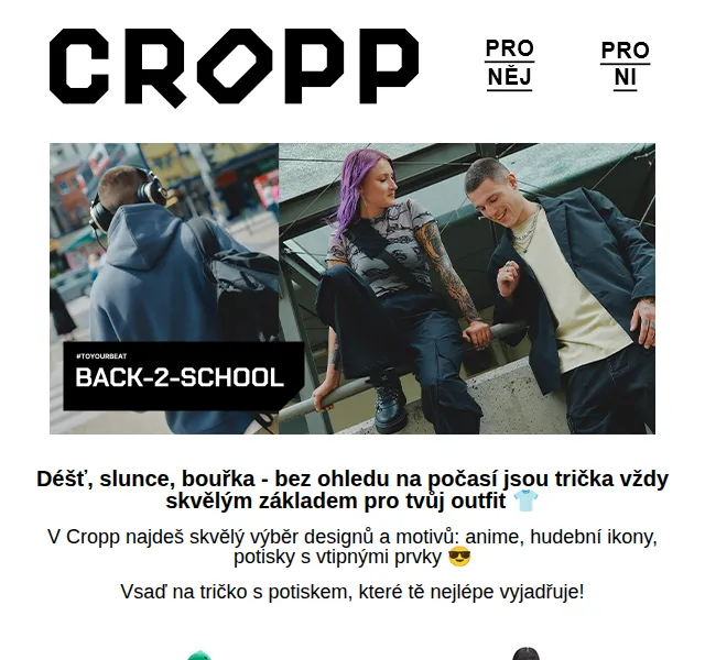 Cropp: trička s potiskem – červen 2026 | Nuslet.cz
