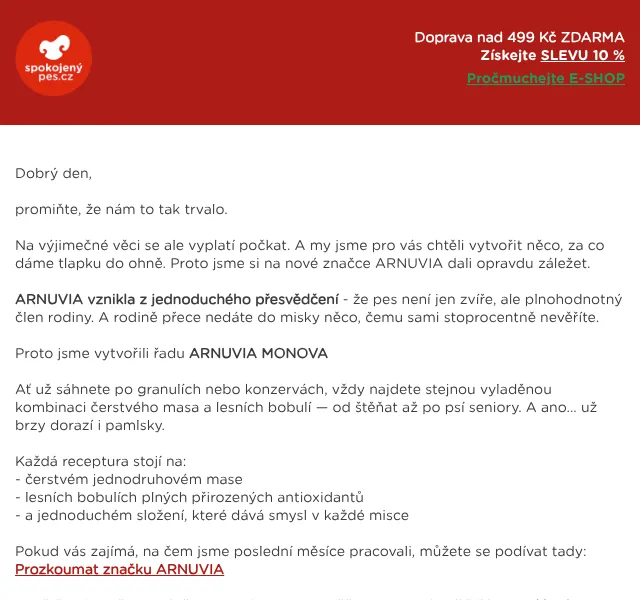 SpokojenyPes.cz: ARNUVIA 10 % sleva – květen 2026 | Nuslet.cz