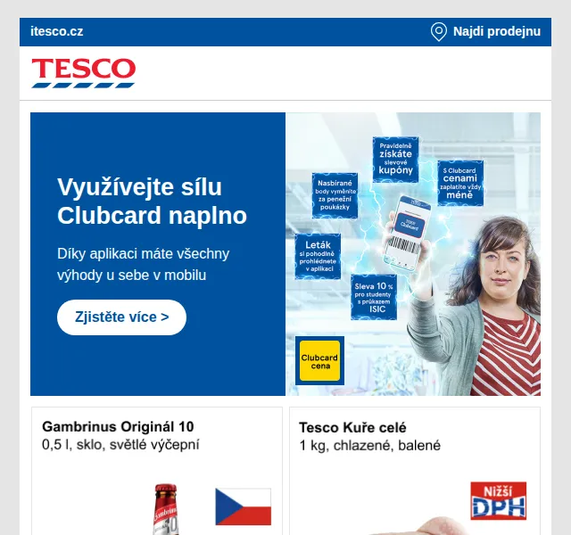 Tesco: Clubcard výhody a slevy až 50 % – červenec 2026 | Nuslet.cz