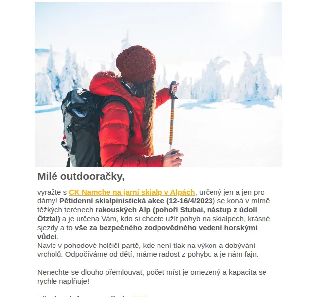 Namcheshop: Skialp v Alpách pro dámy – červen 2026 | Nuslet.cz