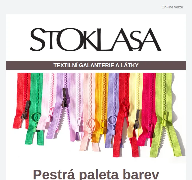 Stoklasa: Nové zipy a galanterie se slevou až 40 % – červen 2026 | Nuslet.cz