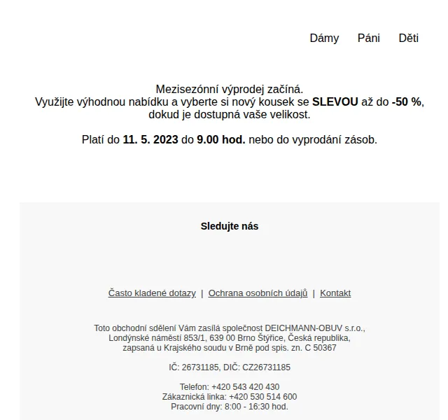 DEICHMANN: Mezisezónní výprodej až 50 % – červenec 2026 | Nuslet.cz