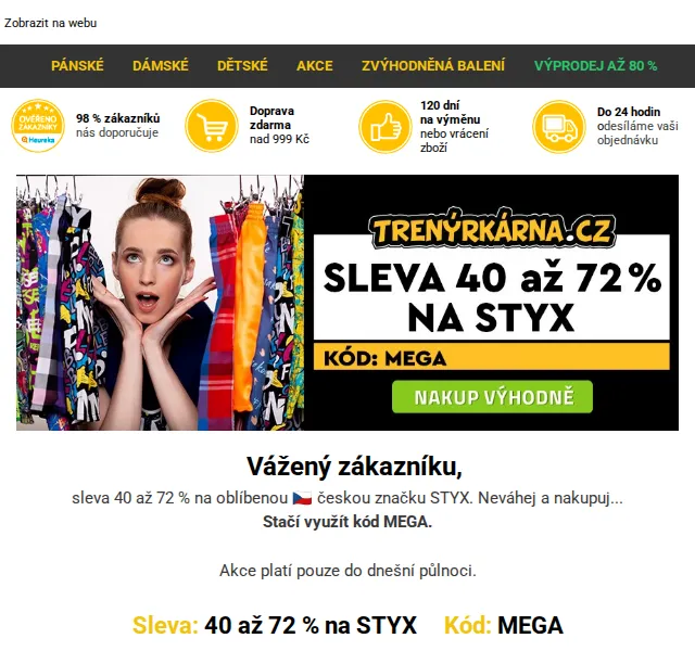 Trenýrkárna.cz: Sleva 40-72 % na STYX – červen 2026 | Nuslet.cz