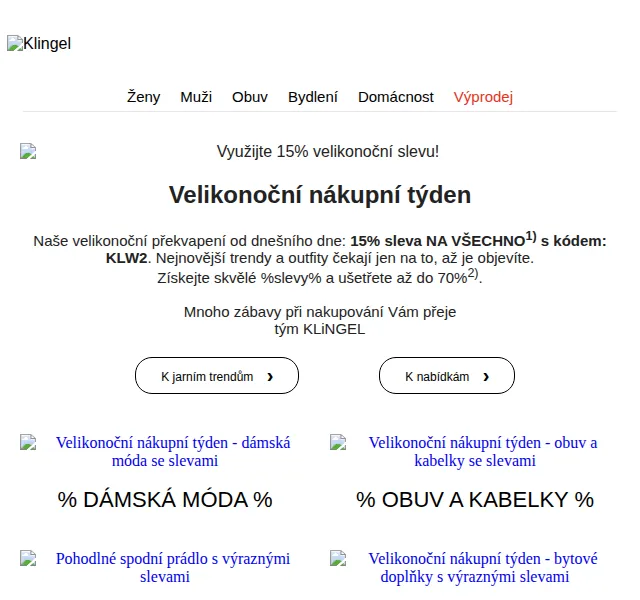 KLiNGEL: 15% sleva na vše – duben 2023 | Nuslet.cz
