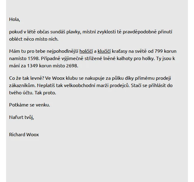 Richard Woox: Kraťasy a lněné kalhoty od 799 Kč – červenec 2026 | Nuslet.cz