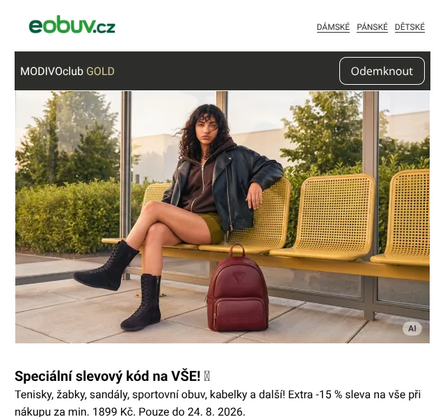 Eobuv.cz: -15 % sleva s kódem – srpen 2026