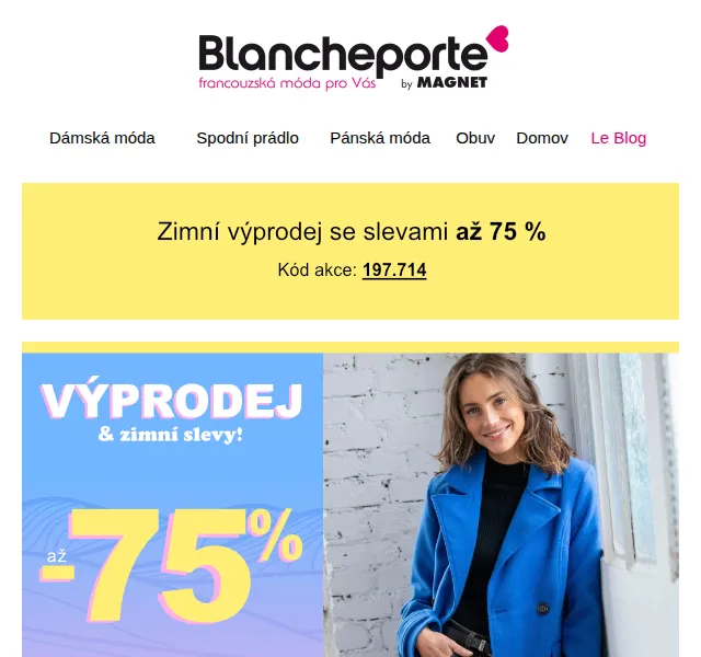 Blancheporte: Bundy a kabáty až 75% sleva – červenec 2026 | Nuslet.cz