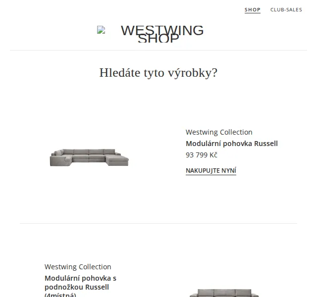 WestwingNow: Modulární pohovky Russell – červenec 2026 | Nuslet.cz