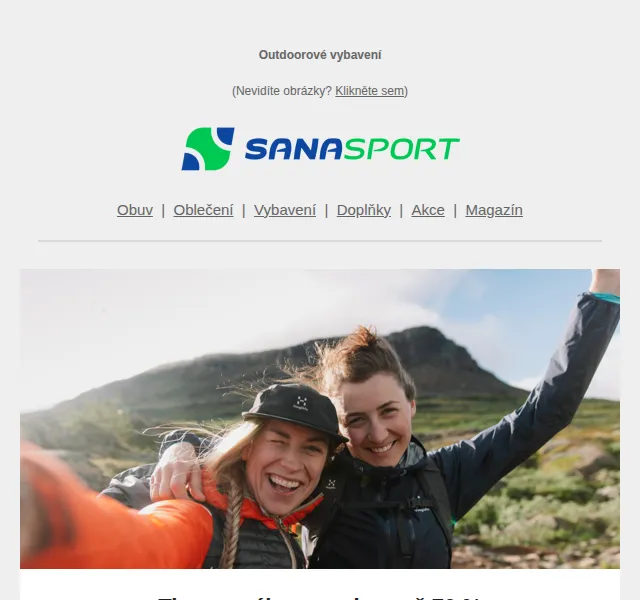 Sanasport: outdoorové oblečení až -70 % a obuv až -55 % – červen 2026 | Nuslet.cz