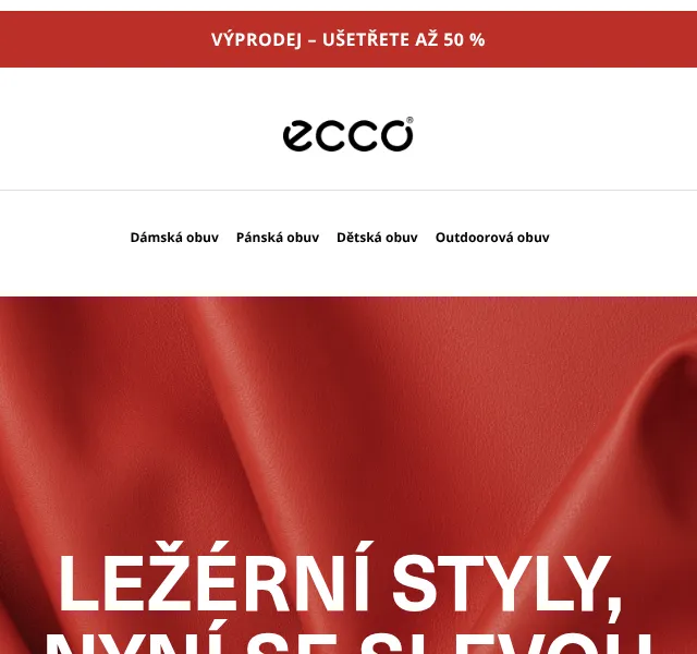 ECCO: až 50 % sleva na ležérní boty – srpen 2026