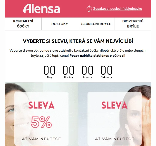 Alensa: Slevy až 100 Kč na kontaktní čočky a brýle – červen 2026 | Nuslet.cz