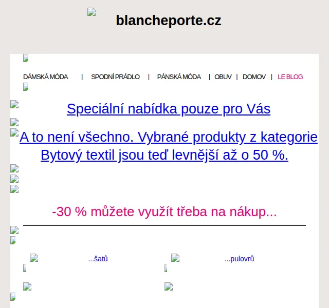 Blancheporte: 30% sleva a dárek až 50% na bytový textil – červen 2026 | Nuslet.cz