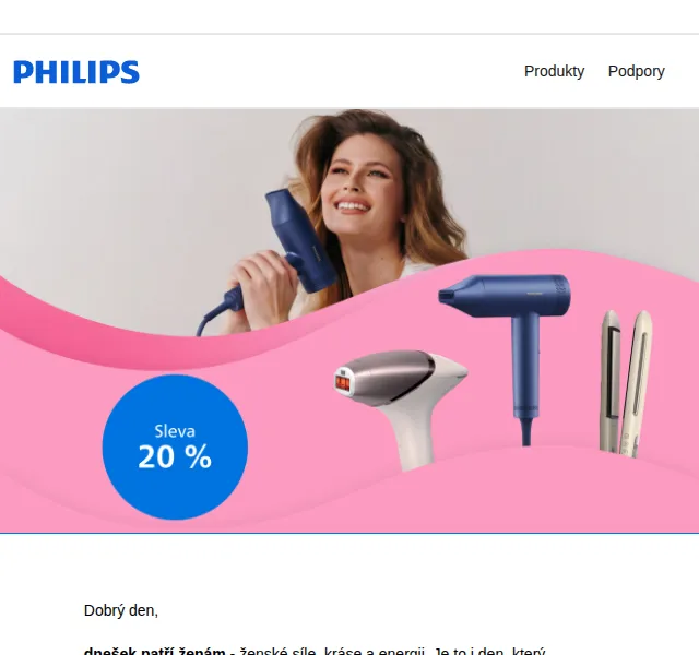 Philips: Sleva 20 % na péči o vlasy a dámské holení – březen 2026 | Nuslet.cz